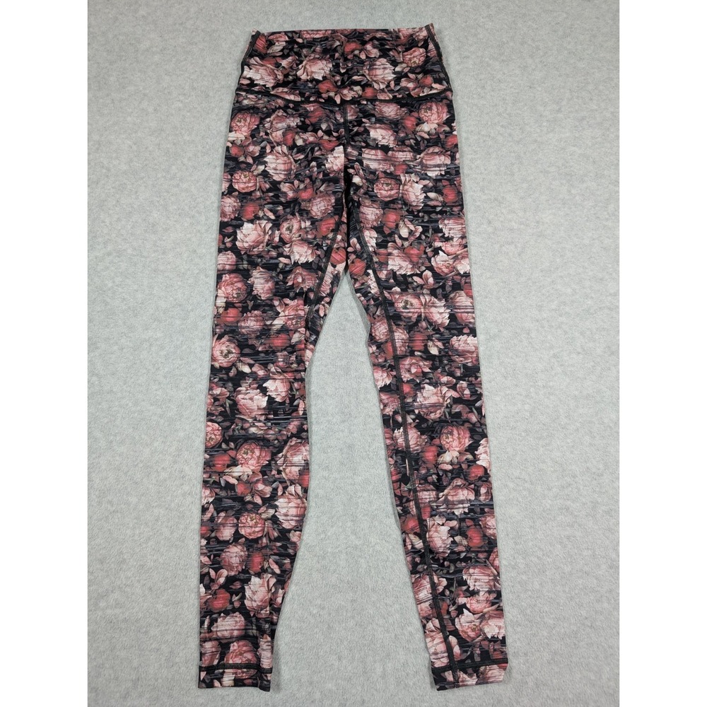 Lululemon Women Pants Size 6 Wunder Under High Rise‎ Full On Leggings Floral